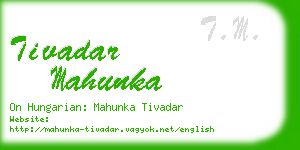tivadar mahunka business card